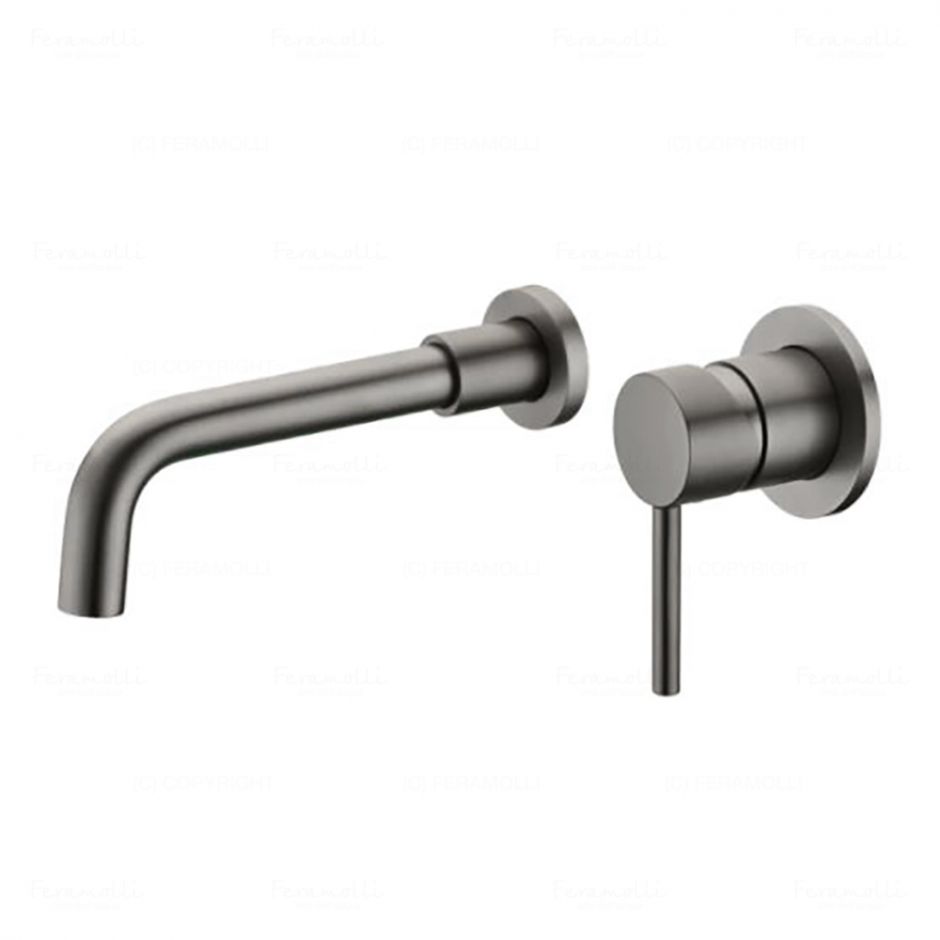 Смеситель для раковины встраиваемый Feramolli GM677-21 (210мм.), серый сатин