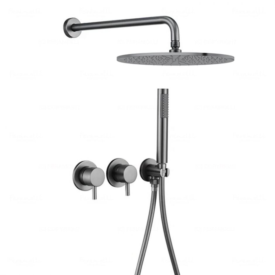 Душевая система Feramolli GM744-12 (30см.), серый сатин