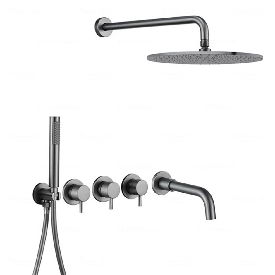 Изображение Комплект для ванны и душа Feramolli GM744-12+GM677S-21, серый сатин