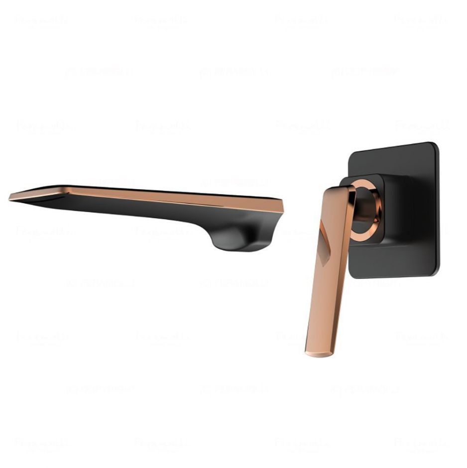 Смеситель для раковины встраиваемый Feramolli RBL676, черный/розовое золото