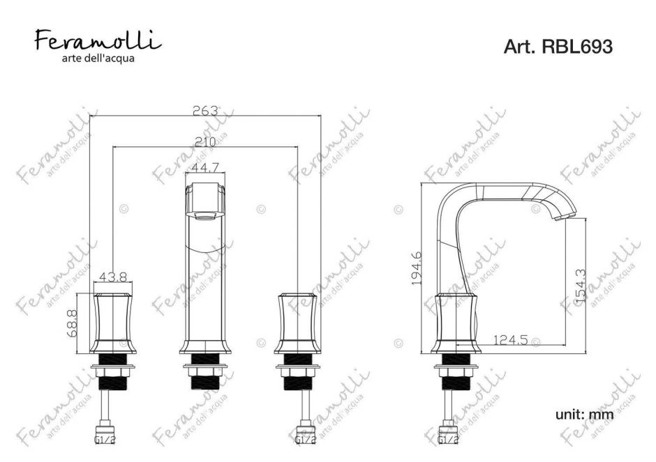 Смеситель на столешницу Feramolli RBL693, черный/розовое золото ФОТО