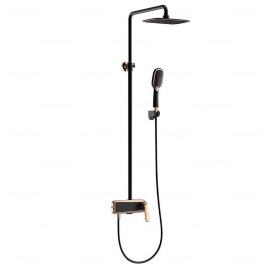 Черная душевая система 3 в 1 Feramolli RBL7077, черный/розовое золото