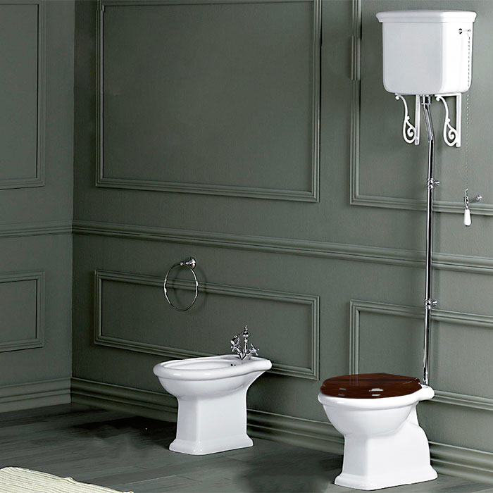 Изображение Унитаз напольный SIMAS Lante 385х58см с высоким бачком с фурнитурой хром