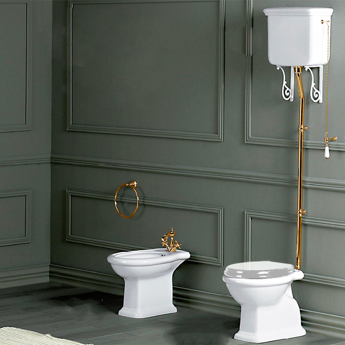 Унитаз напольный SIMAS Lante выпуск в стену 385х58см золото