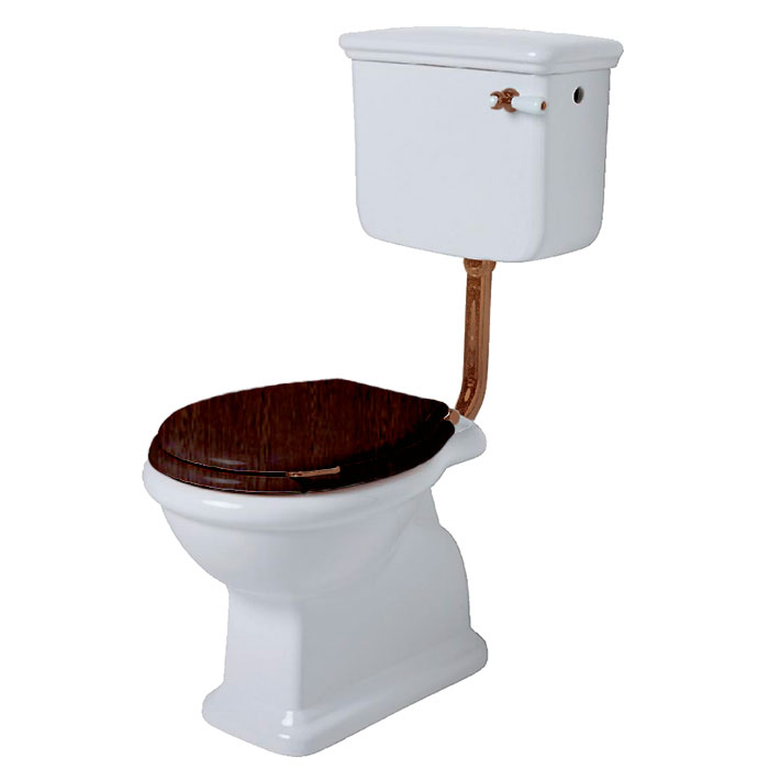 Напольный унитаз SIMAS Lante выпуск в стену 385х58см с низким бачком с фурнитурой цвета бронза