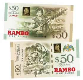 50 долларов (Dollars) Rambo — Рэмбо 1. Первая кровь. Доминика.Памятная банкнота. UNC Oz Msh Ям