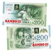 200 долларов (Dollars) Rambo 3 — Рэмбо 3. Афганистан. Доминика.Памятная банкнота. UNC Oz Msh Ям