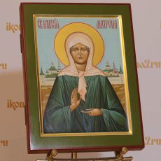 Икона Матрона Московская 30х40см (Палех премиум рукописная) (нимб+лузга - сусальное золото, с ковчегом)
