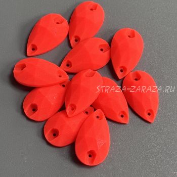 Матовые Пластиковые Пришивные Стразы Fluo_Coral Капля 13*22 мм
