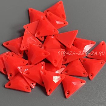 Глянцевые Пластиковые Пришивные Стразы Fluo_Coral Треугольник 16 мм