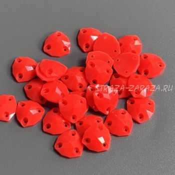 Глянцевые Пластиковые Пришивные Стразы Fluo_Coral Триллиант 12 мм