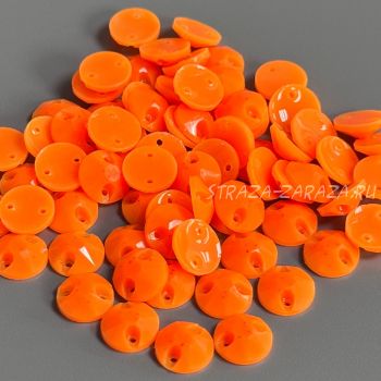 Глянцевые Пластиковые Пришивные Стразы Fluo_Orange Сириус 12 мм