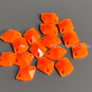 Глянцевые Пластиковые Пришивные Стразы Fluo_Orange Космик 13*17 мм