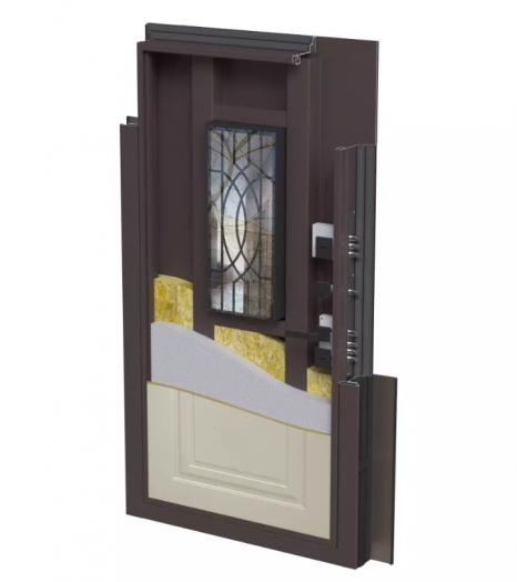 Входная дверь с терморазрывом и стеклопакетом Входная Лабиринт Сияна цвет 8019 - Ванилла Веллюто