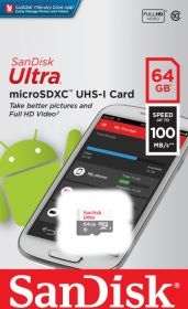 Карта памяти Sandisk Ultra micro SDXC 64Gb Class 10 UHS-I (100/10 MB/s) SDSQUNR-064G-GN3MN