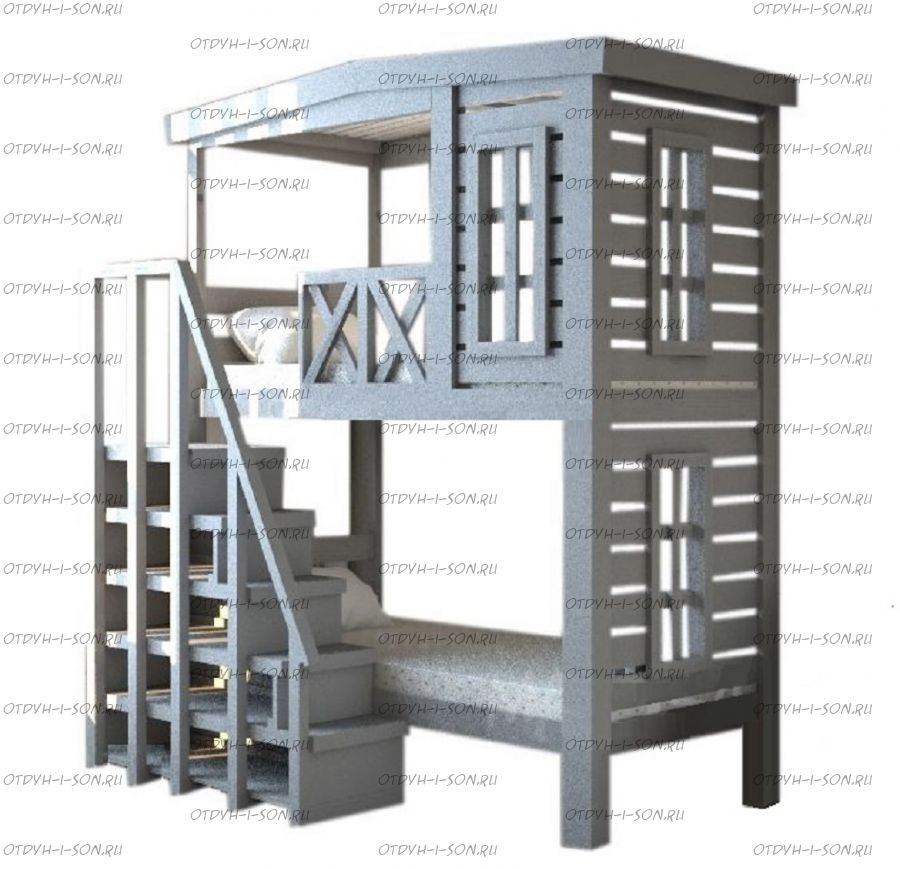Кровать двухъярусная Домик Roof Corner Style, любые размеры