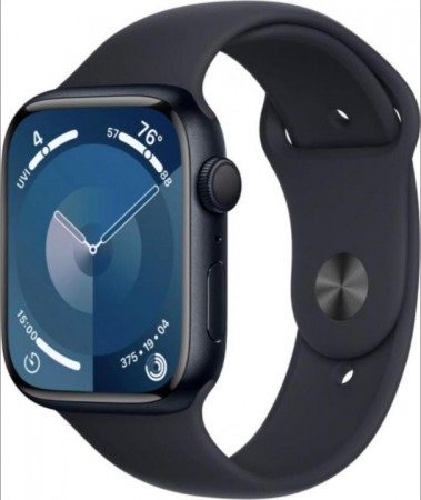 Смарт-часы Apple Watch Series 9 45 mm Midnight Aluminum Case with Black Sport Band S/M