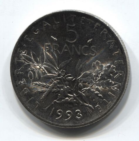 5 франков 1993 UNC Франция