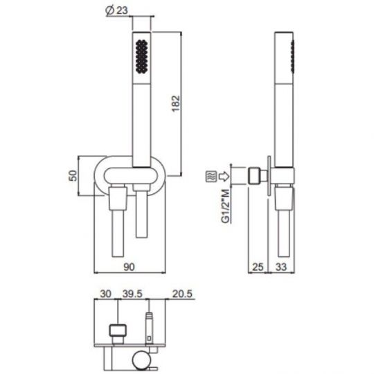 Душевой гарнитур Carimali Select 66171-CR схема 2 Душевой гарнитур Carimali Select 66171-CR схема 2