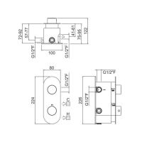 Термостатический смеситель для ванны на 2 выхода - внешняя часть Carimali ilTondo 21228EST/A-CR схема 2 Термостатический смеситель для ванны на 2 выхода - внешняя часть Carimali ilTondo 21228EST/A-CR схема 2