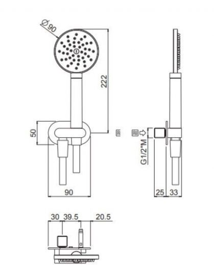 Душевой гарнитур Carimali Still OH 65272-CR схема 2 Душевой гарнитур Carimali Still OH 65272-CR схема 2