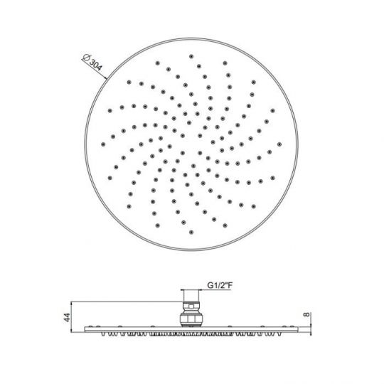 Верхний душ  300 мм  Carimali OttoMillimetri 8MM0003CRX схема 2