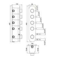 Термостатический смеситель для ванны для 4 потребителей - внешняя часть Carimali ilTondo 21047EST/A-CR схема 2 Термостатический смеситель для ванны для 4 потребителей - внешняя часть Carimali ilTondo 21047EST/A-CR схема 2