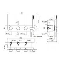 Прогрессивный смеситель для ванны на 5 выходов - внешняя часть Carimali ilTondo 21958EST/A-CR схема 2 Прогрессивный смеситель для ванны на 5 выходов - внешняя часть Carimali ilTondo 21958EST/A-CR схема 2
