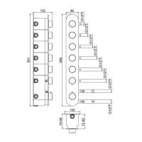 Термостатический смеситель для ванны на 6 потребителей - внешняя часть Carimali ilTondo 21067EST/A-CR схема 2 Термостатический смеситель для ванны на 6 потребителей - внешняя часть Carimali ilTondo 21067EST/A-CR схема 2