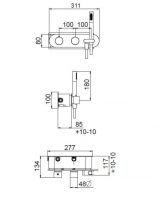 Встраиваемая часть термостатического смесителя на 3 выхода CARIMALI W5101 схема 2 Встраиваемая часть термостатического смесителя на 3 выхода CARIMALI W5101 схема 2