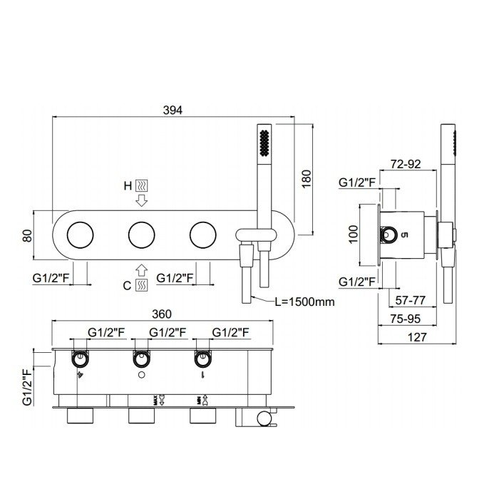 Встраиваемая часть прогрессивного смесителя на 4 выхода CARIMALI W21949CR ФОТО