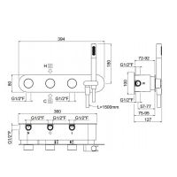 Встраиваемая часть прогрессивного смесителя на 4 выхода CARIMALI W21949CR схема 2