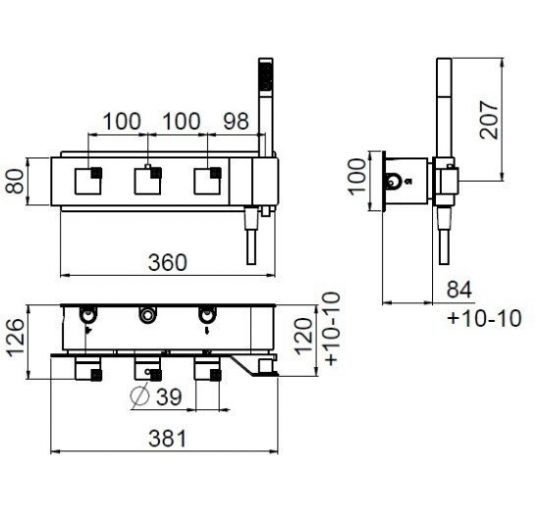 Встраиваемая часть термостатического смесителя на 4 выхода CARIMALI W5102 схема 2 Встраиваемая часть термостатического смесителя на 4 выхода CARIMALI W5102 схема 2