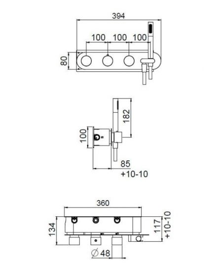 Встраиваемая часть термостатического смесителя на 6 выходов CARIMALI W5104 схема 2 Встраиваемая часть термостатического смесителя на 6 выходов CARIMALI W5104 схема 2