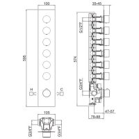 Встраиваемая часть термостатического смесителя с 6 выходами CARIMALI W21069CR схема 2 Встраиваемая часть термостатического смесителя с 6 выходами CARIMALI W21069CR схема 2