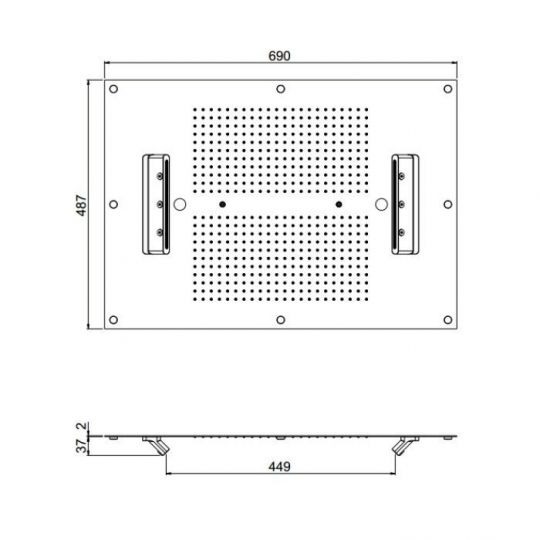 Верхний душ с хромотерапией 700х500 мм  Carimali MyDream 23070XN/S-CRX схема 5