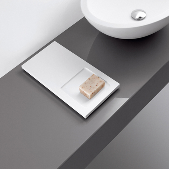 Мыльница Agape Surf 44см настольная цвет: белый Cristalplant