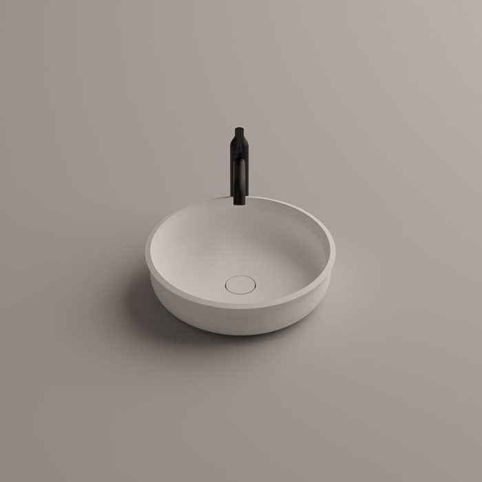 Раковина Agape Undici накладная 39см с донным клапаном Solid surface цвет: белый матовый