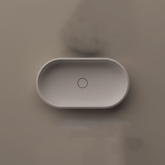 Раковина Agape Undici накладная 56х35х11см. без перелива с донным клапанном Solid surface цвет: белый матовый