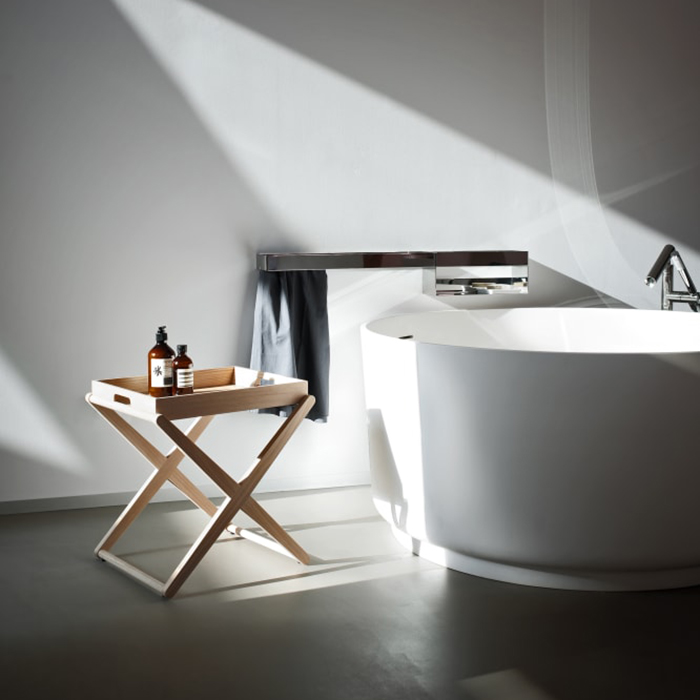 Изображение Столик AGAPE "X" 47.3х40х49.3см. низкий с съемным подносом отделка: Rovere naturale