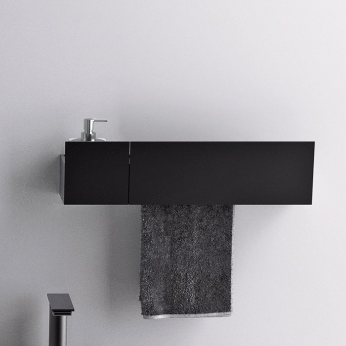 Держатель туалетной бумаги Agape Sen с полкой черный