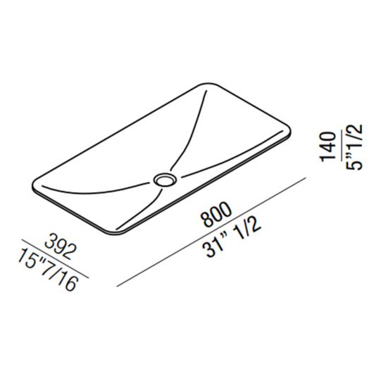 Раковина Agape Ottocento 002 80x39.2x14 см цвет: белый схема 2 Раковина Agape Ottocento 002 80x39.2x14 см цвет: белый схема 2