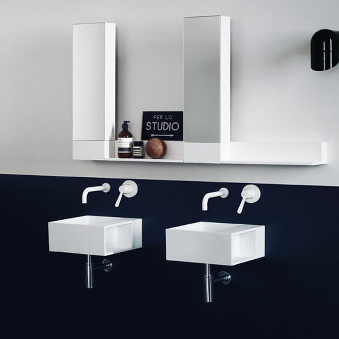 Раковина Agape Handwash 35x35x15 см квадратная с полочкой цвет: белый