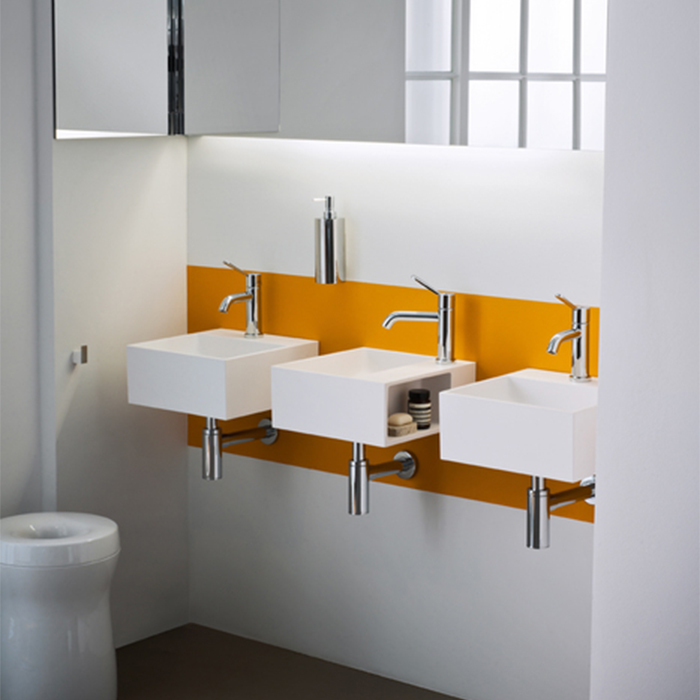 Раковина Agape Handwash 35x35x15 см 1 отв. квадратная с полочкой цвет: белый