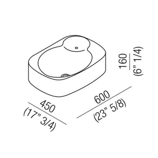 Раковина Agape Nivis 60x45x16 см цвет: белый схема 2 Раковина Agape Nivis 60x45x16 см цвет: белый схема 2