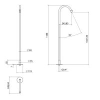 Излив Agape Fez для раковины напольный с регулировкой напора высота: 118см цвет: белый схема 2