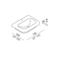 Раковина Agape Ottocento 70х50х19.6 см 1 отв. цвет: темно-серый схема 2 Раковина Agape Ottocento 70х50х19.6 см 1 отв. цвет: темно-серый схема 2