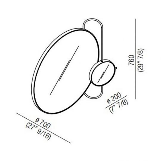Зеркало Agape Revolving Moon подвесное 76x70x20 см овальное цвет: черное схема 2