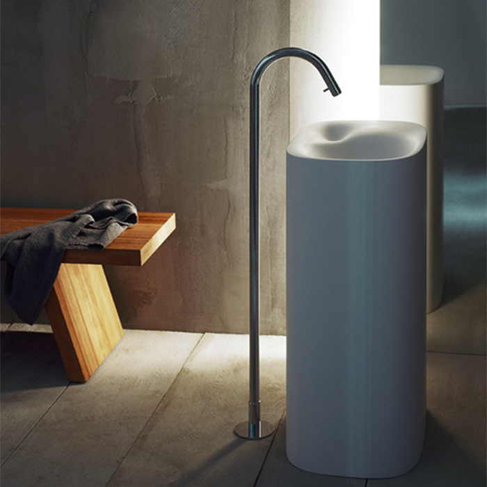 Изображение Раковина Agape Nivis 56.7x39.6x90 см выпуск в стену цвет: белый