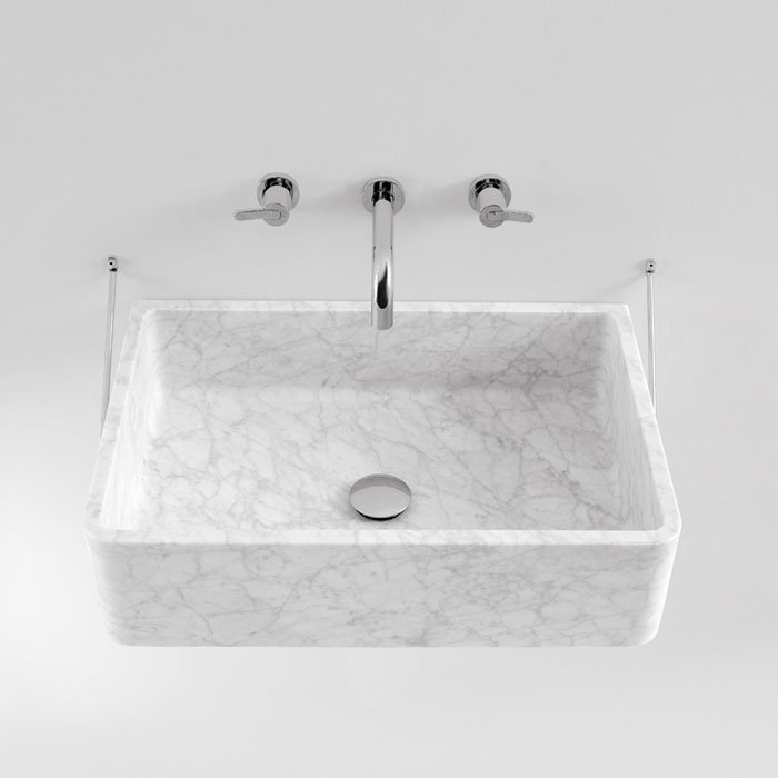 Раковина Agape Carrara 63х40х16 см прямоугольная с доп. креплением мрамор Carrara цвет: белый